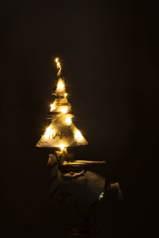 J Line peres noël Jolipa Père Noël Led Arbre Fer Doré Blanc Small.
