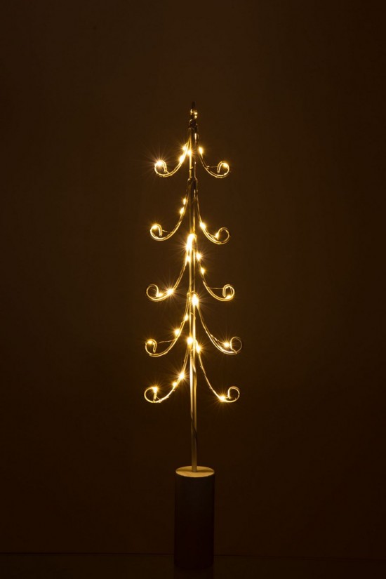 J Line hivers Jolipa Arbre Led Base Cylindre Fer Blanc Large.