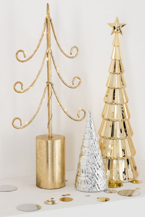 J Line Albero Led Base Cilindrica Ferro Oro Small Árbol Led Base De Cilindro Plancha Dorado Small.