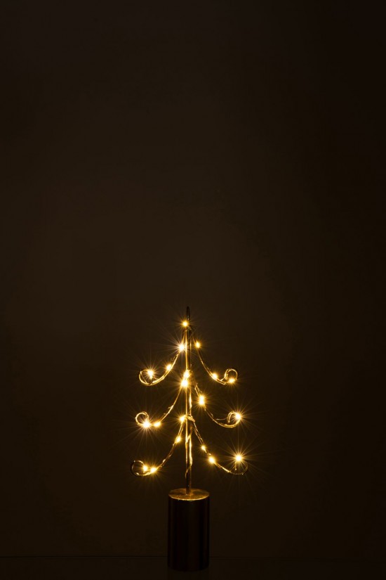 J Line hivers Jolipa Arbre Led Base Cylindre Fer Doré Small.