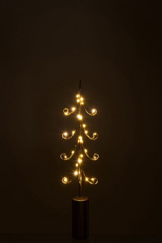 J Line hivers Jolipa Arbre Led Base Cylindre Fer Doré Medium.