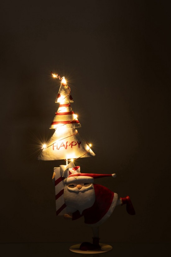 J Line peres noël Jolipa Père Noël Led Arbre Fer Rouge Noël Blanc Small.
