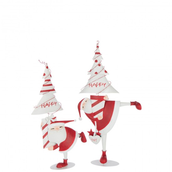 J Line Santa Claus Led Tree Iron Christmas Red White Large santa clauses.