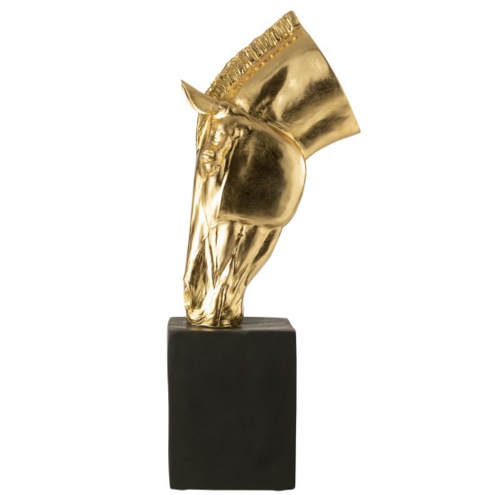 J Line cheval chevaux statuettes Jolipa Cheval Sur Base Mgo Doré Noir Large.