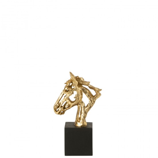J Line cheval chevaux statuettes Jolipa Cheval Sur Base Polyrésine Doré Noir Small.