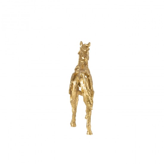 Jline Paard Rennen Polyresin Goudkleurig Small.