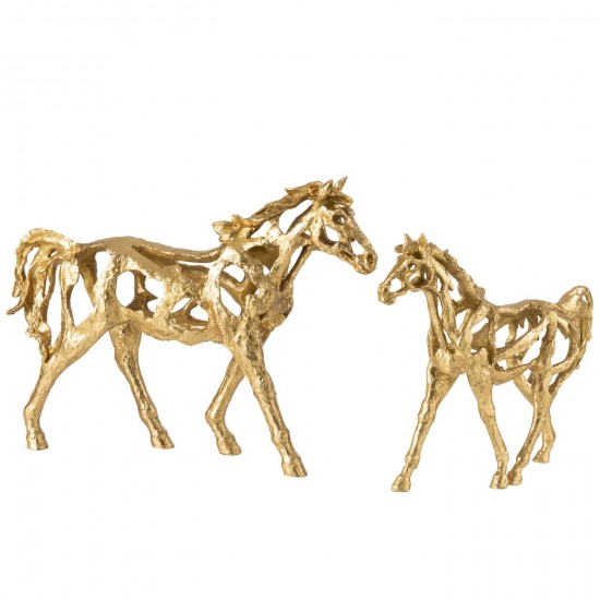 Jline Pferd Rennen Polyresin Goldfarben Large pferde.