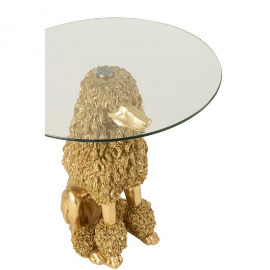 J Line Side Table Poodle Round Polyresin Gold Colored nested side tables sidetables.