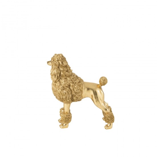 Jline Poedel Staand Polyresin Goudkleurig Large.