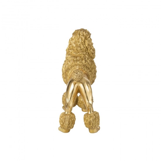 J Line Poodle Standing Polyresin Gold Colored Extra Large poodles.