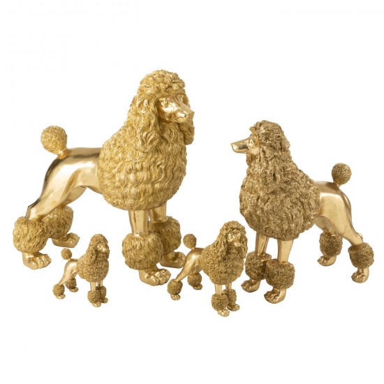 Jline Pudel Stehend Polyresin Goldfarben Extra Large pudel.