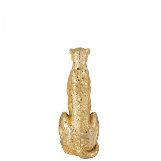 Jline Luipaard Staand Polyresin Goudkleurig Medium.