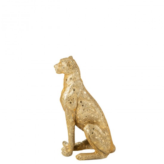 J Line Leopard Standing Polyresin Gold Colored Medium Leopards.