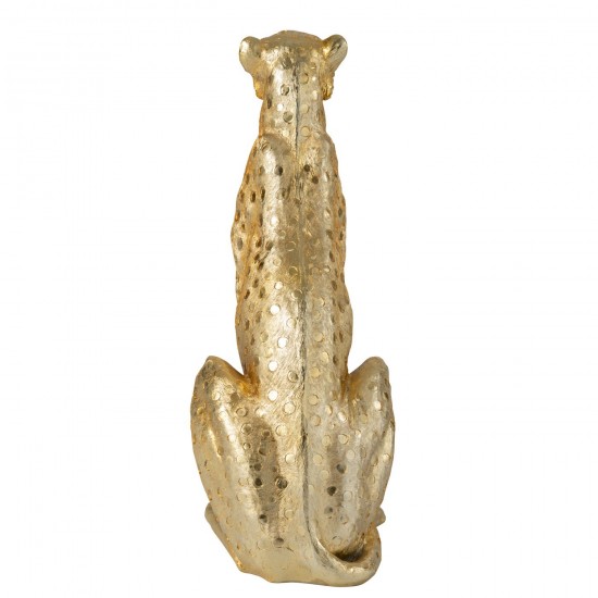 Jline Luipaard Staand Polyresin Goudkleurig Large.