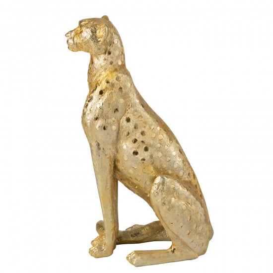 J Line Leopard Standing Polyresin Gold Colored Large Leopards.