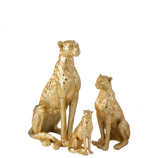 Jline Leopard Stehend Polyresin Goldfarben Large Leoparden.