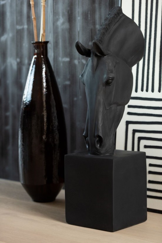 J Line Cavallo Su Piede Poliresina Nero Small Caballo En La Base Poliresina Negro Small.