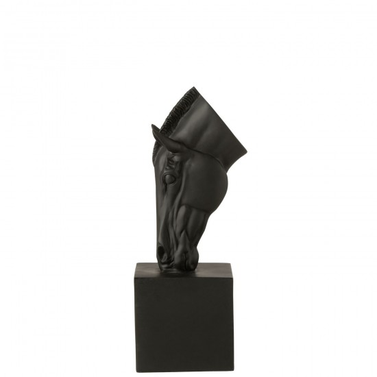J Line cheval chevaux statuettes Jolipa Cheval Sur Base Polyrésine Noir Small.