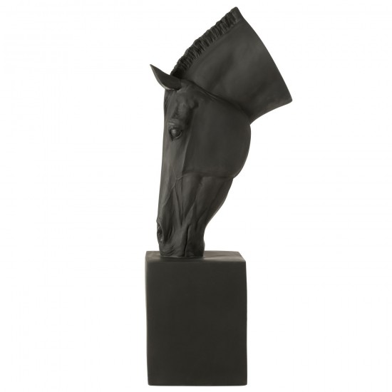 J Line cheval chevaux statuettes Jolipa Cheval Sur Base Mgo Noir Large.