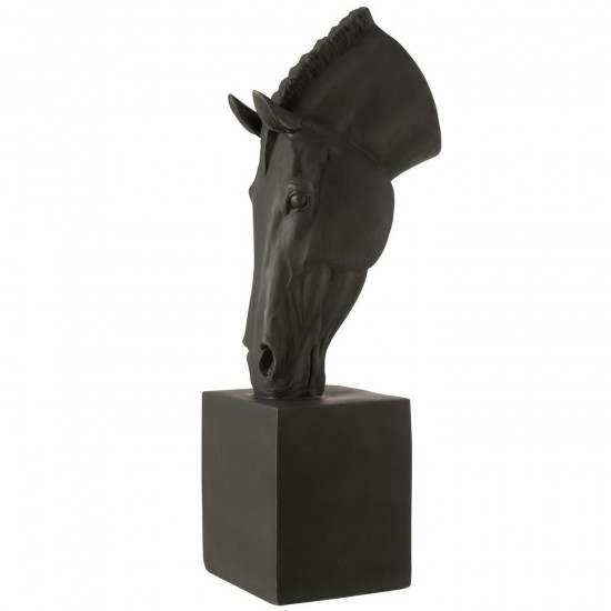 J Line Paard Op Voet Magnesiumoxide Zwart Large L39xB27xH95 cm paarden paardjes JO55325.