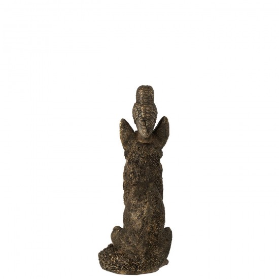 J Line animal animaux statuettes Jolipa Renard Hibou Polyrésine Bronze.