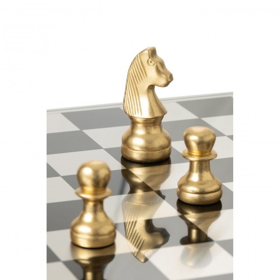 Jline Schaakspel Plateay Polyresin Goudkleurig Zwart.