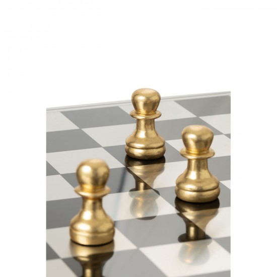 Jline Schach Set Brett Polyresin Goldfarben Schwarz schachbretter holz.