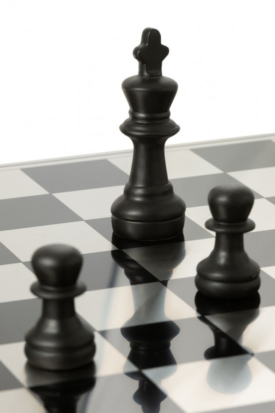 J Line Chess Set Board Polyresin Gold Colored Black chessboards in wood.