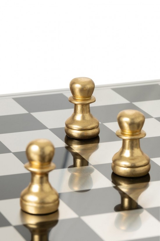 Jline Schach Set Brett Polyresin Goldfarben Weiß schachbretter holz.