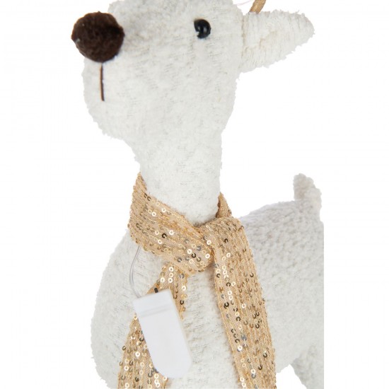 J Line Reindeer Scarf Polyester White Gold Colored Large reindeers.