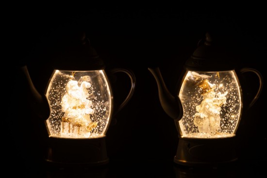 J Line neiges Jolipa Suspension Boule À Neige Théière Plastique Blanc Assortiment De 2.