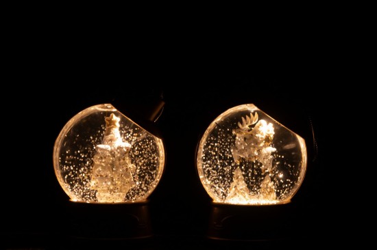 J Line neiges Jolipa Suspension Boule À Neige Bonhomme Pain D Épice Père Noël Plastique Blanc Assortiment De 2.