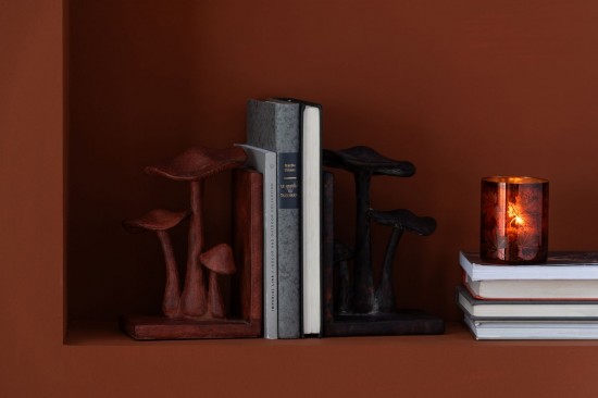 Jline Juego De 2 Sujetalibros Seta Poliresina Óxido Negro.