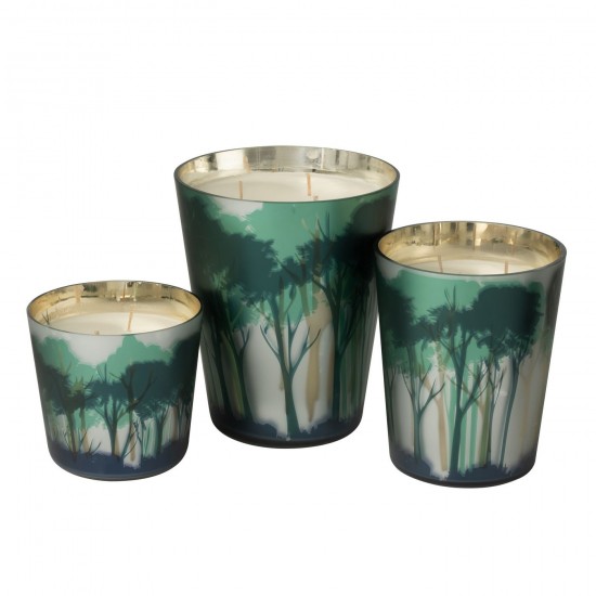 J Line bougies parfumées Jolipa Bougie Parfumée Noa Forêt Soja Vert Doré Large 95H.