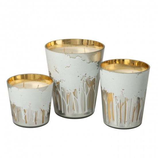 J Line bougies parfumées Jolipa Bougie Parfumée Noa Forêt Soja Blanc Doré Large 95H.