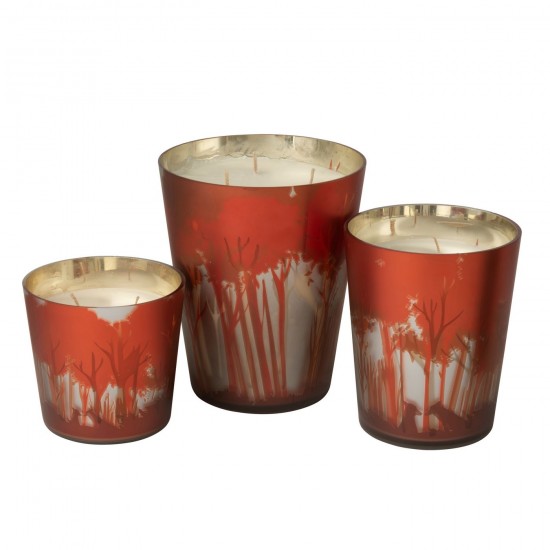 J Line bougies parfumées Jolipa Bougie Parfumée Noa Forêt Soja Rouge Doré Large 95H.