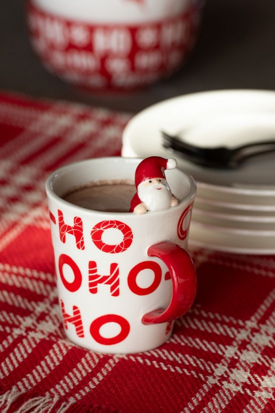 J Line Mug Babbo Natale Dolomite Bianco Rosso Taza Papá Noel Dolomita Blanco Rojo.