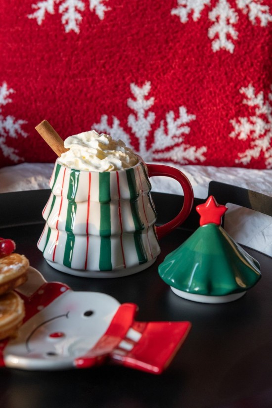 Jline Taza Tapa Árbol De Navidad Dolomita Multicolor.