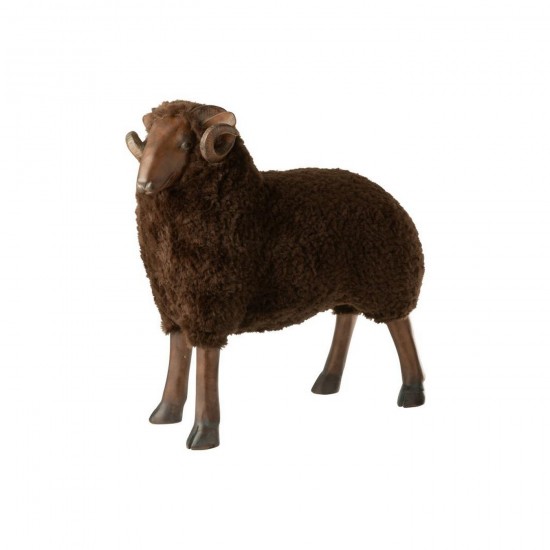 J Line Schaap Hoorns Kalk Bruin L79xB29xH77 cm schapen schaapjes JO55526.
