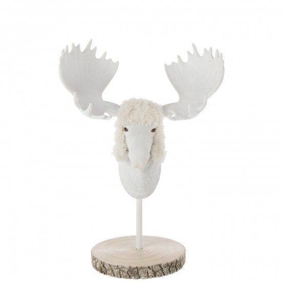 J Line Eland Op Voet Bont Kalk Ecru Wit L32xB24xH49 cm elanden JO55531.