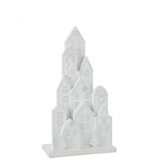 J Line Huis Klassiek Kalk Wit Zwart L26xB13xH47 cm huizen JO55534.