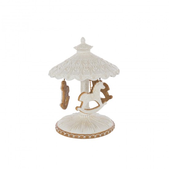 J Line objets Jolipa Carroussel Pain D Épice Poudre De Chaux Beige Blanc.