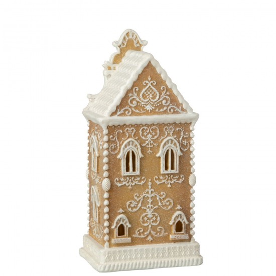 Jline Peperkoek Led Huis Kalk Beige Wit.