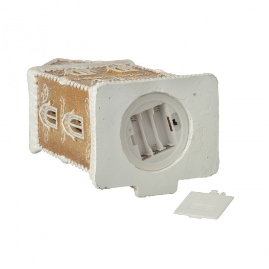 J Line Gingerbread Led House Limepowder Beige White objects.
