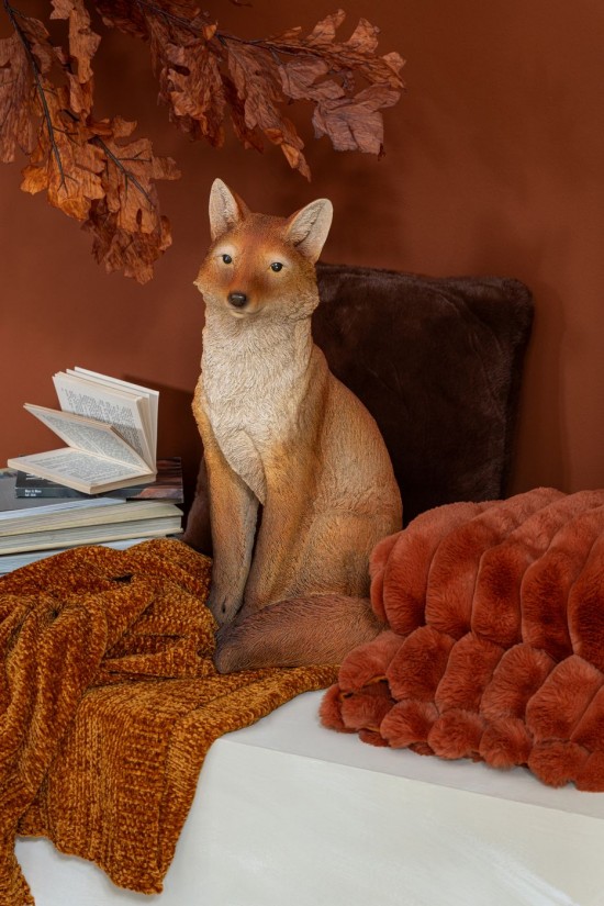 Jline Zorro Sentado Cal En Polvo Naranja.