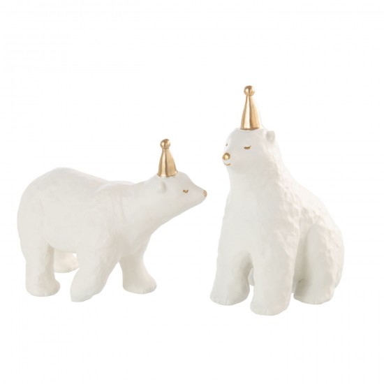 J Line ours polaires blancs Jolipa Ours Polaire Chapeau De Fête Poudre De Chaux Blanc Doré.