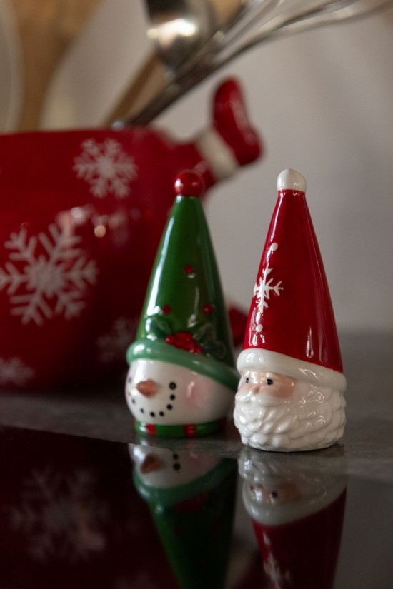 J Line Sale Pepe Babbo Natale Pupazzo Di Neve Dolomite Multicolore Sal Y Pimienta Papá Noel Muñeco De Nieve Dolomita Multicolo.