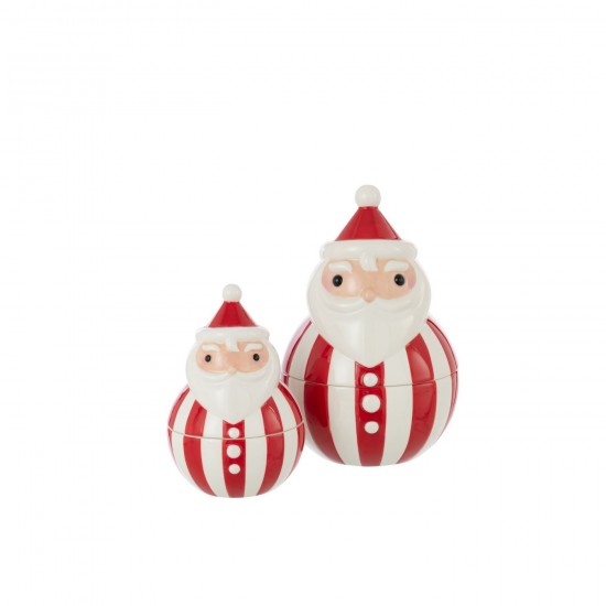 J Line plats Jolipa Bol Couvercle Père Noël Dolomite Rouge Noël Blanc Large.