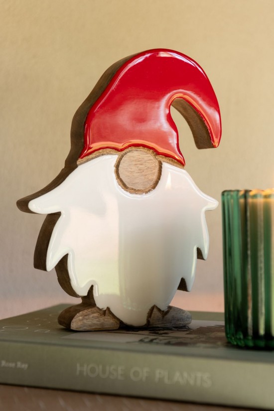 J Line Babbo Natale Lucido Legno Di Mango Multicolore Small Papá Noel Brillante Madera De Mango Multicolor Small.