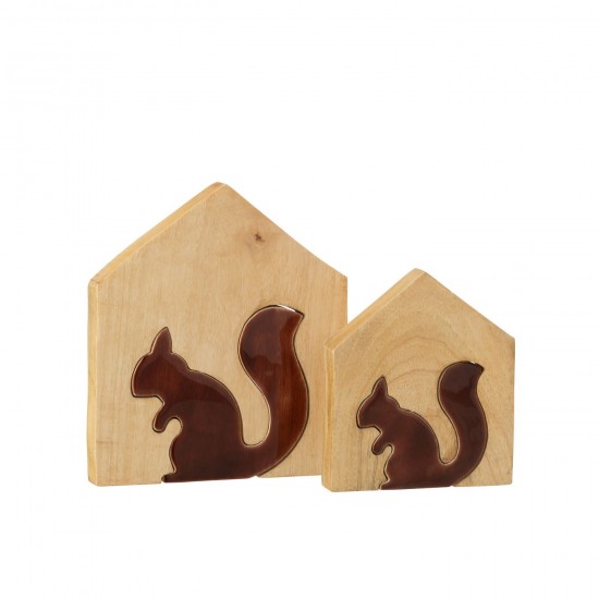 J Line hivers Jolipa Écureuil Dans Maison Bois De Manguier Naturel Marron Large.